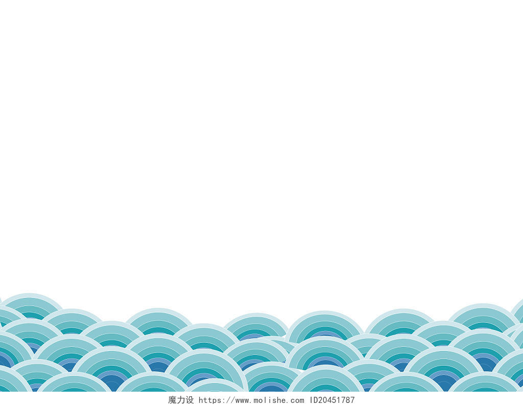 蓝色手绘卡通国潮海浪海水矢量元素PNG素材